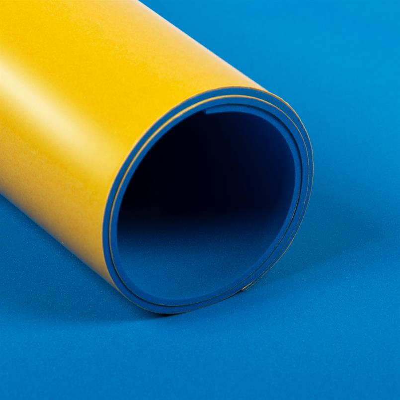 Celrubberplaat NBR/PVC zk blauw 2mm (LxB=10x1m)