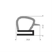 Co extrusie U-profiel met kraal BxH=26,8x21,3mm (L=25m)