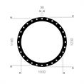 EPDM/SBR flenspakking 1230x1160x1032x3mm 28x36mm DN1000