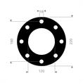 EPDM/SBR flenspakking 220x180x120x3mm 8x18mm DN100