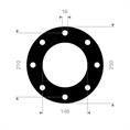 EPDM/SBR flenspakking 250x210x146x3mm 8x18mm DN125