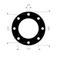 EPDM/SBR flenspakking 285x240x172x3mm 8x22mm DN150