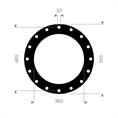 EPDM/SBR flenspakking 505x460x363x3mm 16x22mm DN350