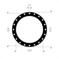 EPDM/SBR flenspakking 670x620x520x3mm 20x27mm DN500