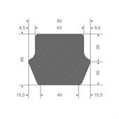 Mosrubber pijlprofiel BxH=80x49mm