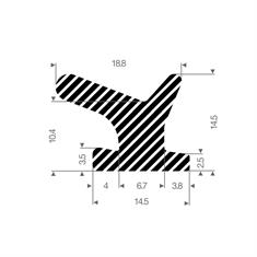 Mosrubber profiel BxH=14,5x14,5mm (L=50m)