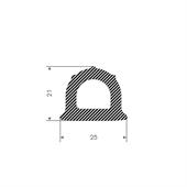 Mosrubber profiel BxH=25x21mm (L=25m)