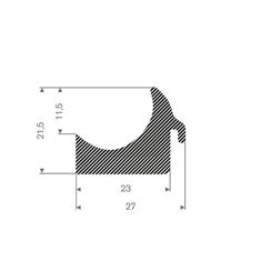 Mosrubber profiel BxH=27x21,5mm (L=25m)