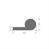 Mosrubber profiel BxH=30x15mm (L=25m)