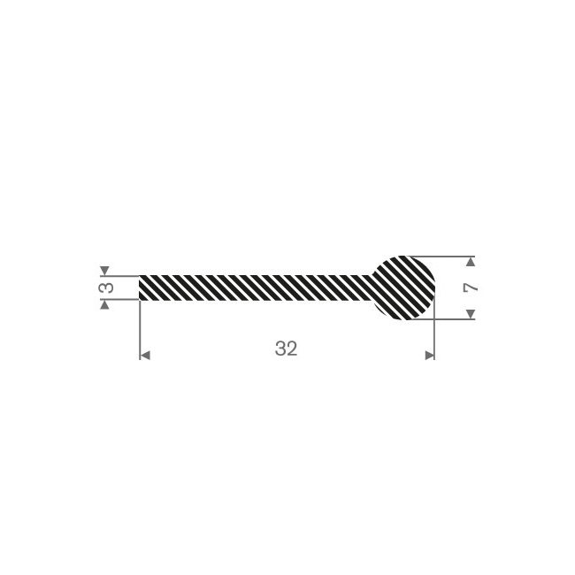 Mosrubber profiel BxH=32x7mm (L=50m)