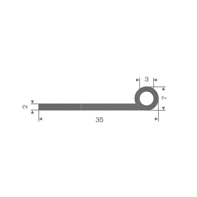 Mosrubber profiel BxH=35x7mm (L=50m)