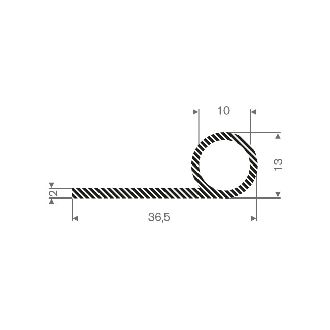 Mosrubber profiel BxH=36x13mm (L=50m)