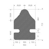 Mosrubber profiel BxH=50,5x71,5mm (L=15m)