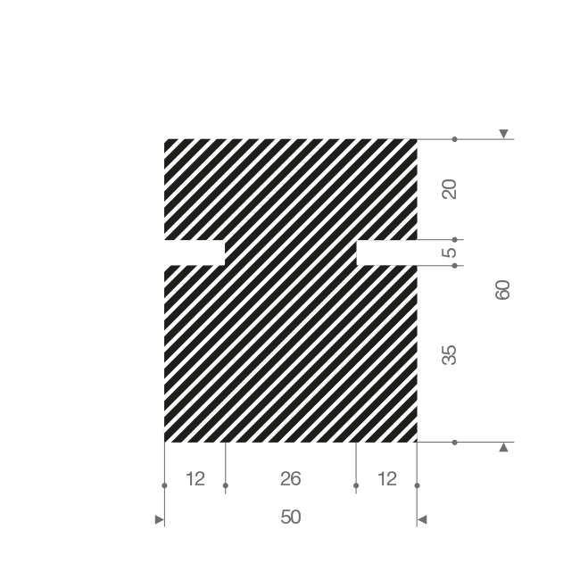 Mosrubber profiel BxH=50x60mm