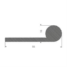 Mosrubber profiel BxH=55x16mm (L=25m)