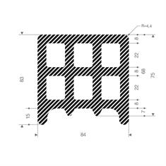 Mosrubber profiel BxH=84x83mm