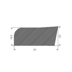 Mosrubber rechthoekig profiel BxH= 45x20mm (L=25m)