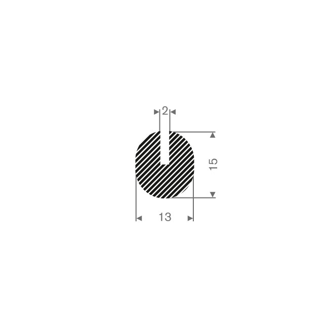 Mosrubber U-profiel 2mm/ BxH=13x15mm (L=50m)