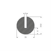 Mosrubber U-profiel 3mm / BxH=25x24,9mm (L=25m)