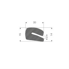 Mosrubber U-profiel BxH= 20x14mm (L=30m)