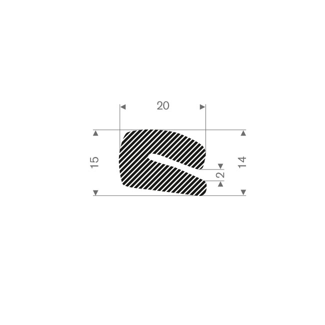 Mosrubber U-profiel BxH= 20x14mm (L=30m)