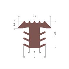 PVC infreesprofiel bruin BxH= 12x10,8mm (rol 25 meter)