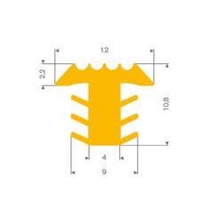 PVC infreesprofiel geel BxH= 12x10,8mm (L=25m)