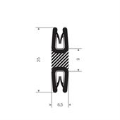 PVC kantafwerkprofiel dubbel zwart 0,5-1,5mm /BxH= 6,5x25mm (L=50m)