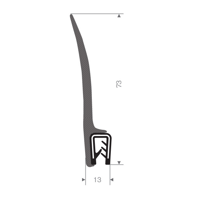 PVC/Mosrubber klemprofiel 1-3mm / BxH=13x73mm (L=25m)