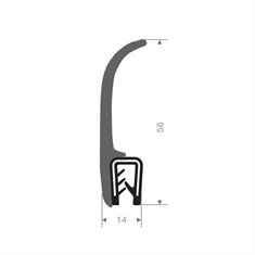 PVC/Mosrubber klemprofiel 1-3mm / BxH=14x56mm (L=25m)