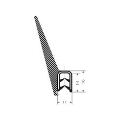 PVC/Mosrubber klemprofiel met flap 3-5mm / LxB=16x11mm (L=25m)
