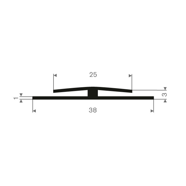 Rubber H-profiel 1/1mm BxH=38x3mm (L=100m)