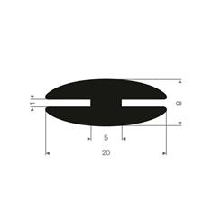 Rubber H-profiel 1/1mm (L=100m)