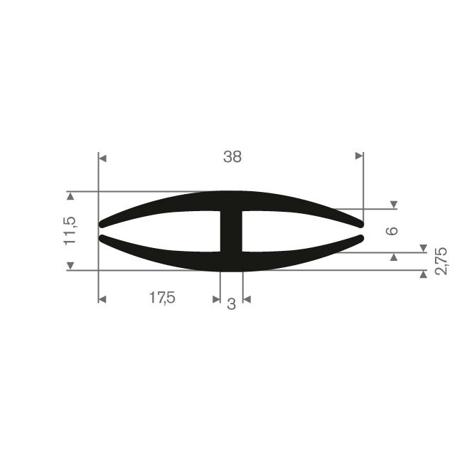 Rubber H-profiel 6/6mm (L=50m)