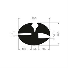 Rubber peesprofiel 1,7/4,3mm (L=25m)