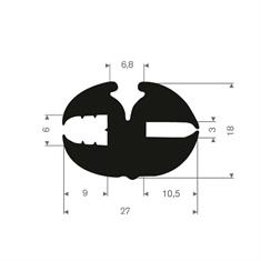 Rubber peesprofiel 6/3mm (L=30m)