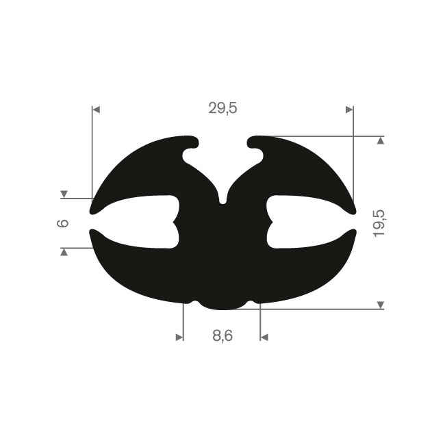 Rubber peesprofiel 6/6mm (L=50m)