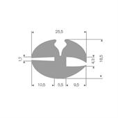 Rubber peesprofiel grijs 1,7/4,3mm (L=25m)