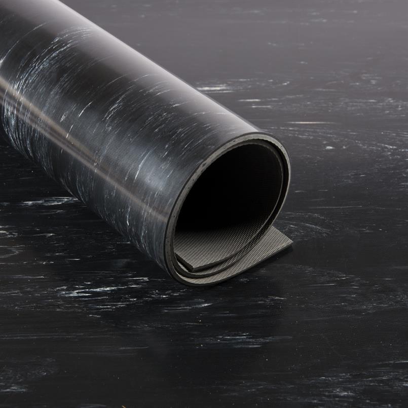 Rubberloper marmerlook zwart 3mm (LxB=10x1,4m)