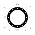 SBR flenspakking 445x400x332x3mm 12x22mm DN300