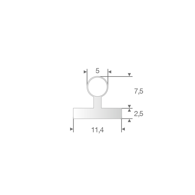 Silicone kraalprofiel transparant BxH=11,4x10mm (L=100m)