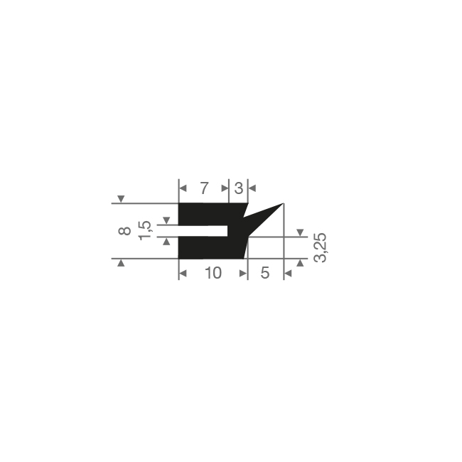 Siliconen profiel BxH=15x8mm (L=50m)