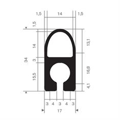 Siliconen profiel BxH=17x34mm (L=30m)