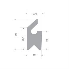 Siliconen profiel grijs BxH=12x16mm