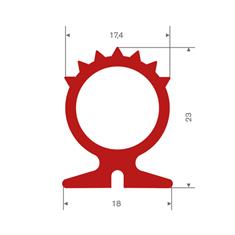 Siliconen profiel rood BxH= 18x23mm (L=20m)