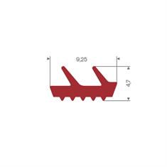 Siliconen profiel rood BxH= 9,25x4,7mm (L=200m)