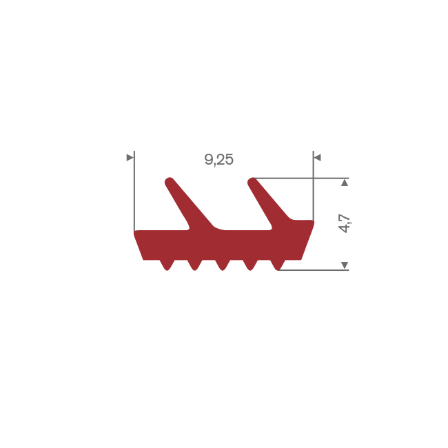 Siliconen profiel rood BxH= 9,25x4,7mm (L=200m)