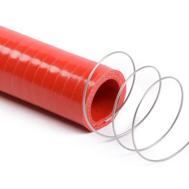 Siliconen slang m/stalen spiraal rood DN=38mm L=1000mm