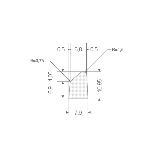 Siliconen spons profiel BxH=11x8mm (L=100m)