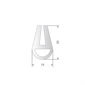 Siliconen U-profiel transparant 4,5mm / BxH=16x26mm (L=30m)